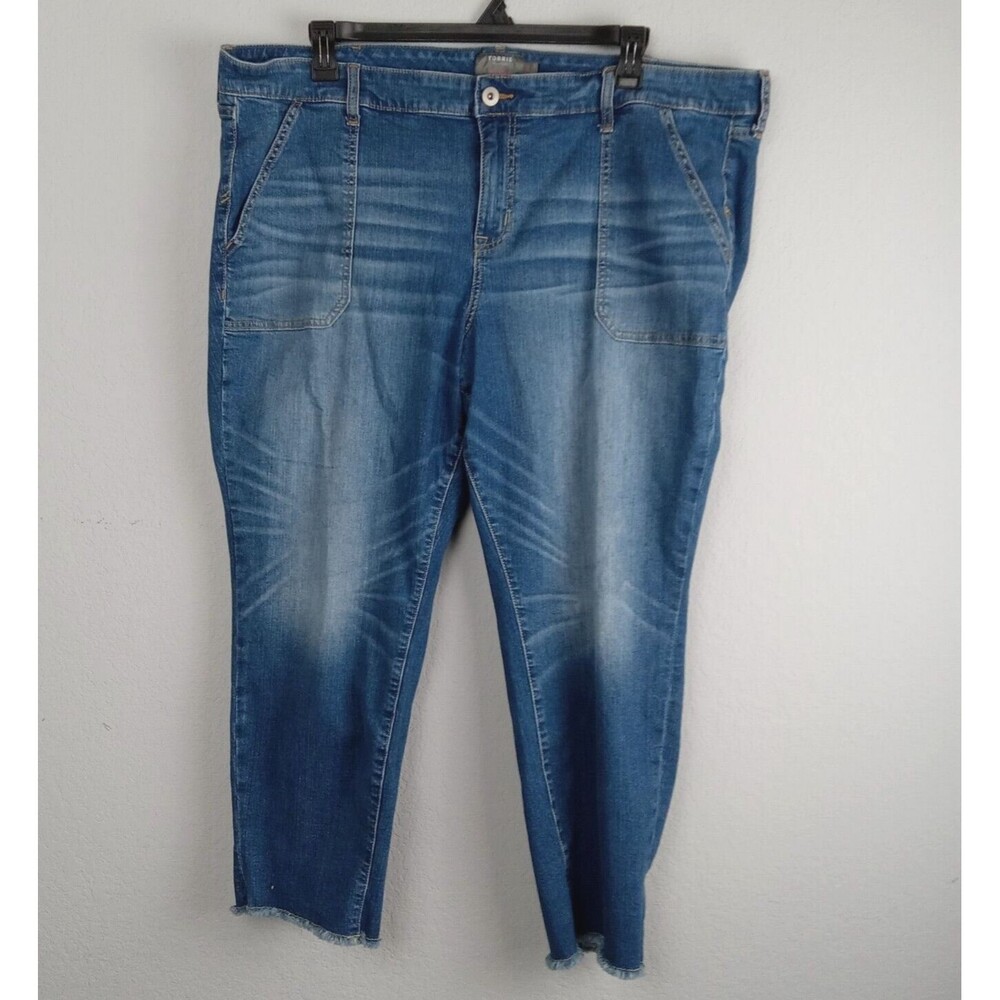 Torrid Jeans Womens Sz 24 Crop Boyfriend Straight Vintage Stretch Mid-rise Pants